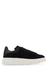 Alexander Mcqueen Black Leather Sneakers With Black Leather Heel In Black