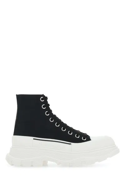Alexander Mcqueen Black Canvas Tread Slick Sneakers