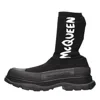 Alexander Mcqueen Sock-style Logo-print Boots In Nero Scuri