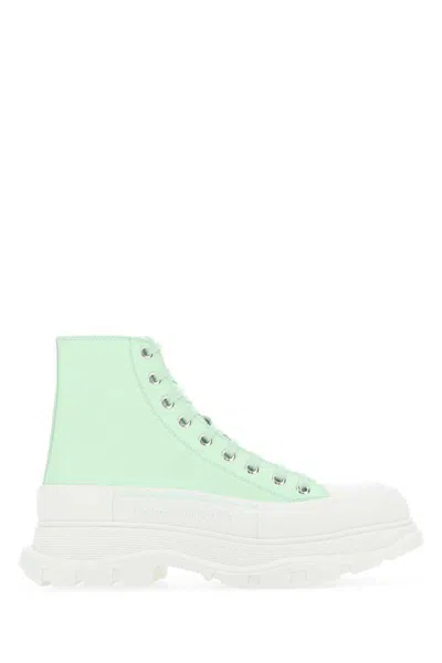 Alexander Mcqueen Sea Green Leather Tread Slick Sneakers