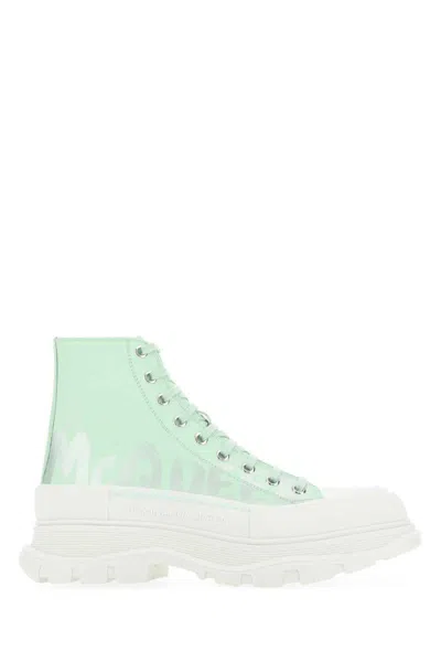 Alexander Mcqueen Sea Green Leather Tread Slick Sneakers
