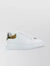 Alexander Mcqueen White Oversize Sneakers With Snake Print On The Heel In Leather Man