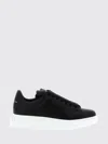 Alexander Mcqueen Women Black Low Top Sneakers With Logo Lettering On Tongue And Heel In Leather Wom In Black