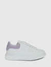 Alexander Mcqueen White Leather Sneakers With Lilac Leather Heel In White