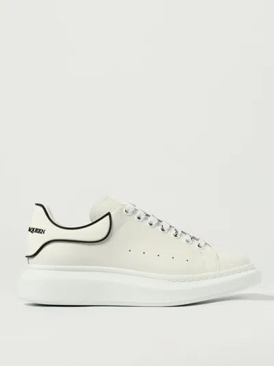 Alexander Mcqueen Chunky Leather Sneakers Featuring Perforated Profiles In White