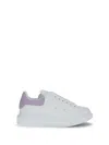 Alexander Mcqueen White Leather Sneakers With Lilac Leather Heel In White