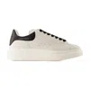 Alexander Mcqueen Leather Sneakers With Contrasting Heel Tab In White
