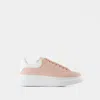 Alexander Mcqueen Pink Leather Sneakers With Light White Leather Heel In Pink