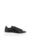 Alexander Mcqueen Men Black Low Top Sneakers With Chunky Sole In Leather Man In Black