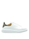 Alexander Mcqueen White Oversize Sneakers With Snake Print On The Heel In Leather Man In White