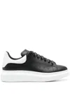 Alexander Mcqueen Black Low Top Sneakers With Logo Lettering On The Tongue In Leather Man In White