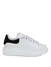 Alexander Mcqueen White Leather Sneakers With Black Suede Heel In Multi