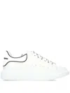 Alexander Mcqueen Chunky Leather Sneakers Featuring Perforated Profiles In White