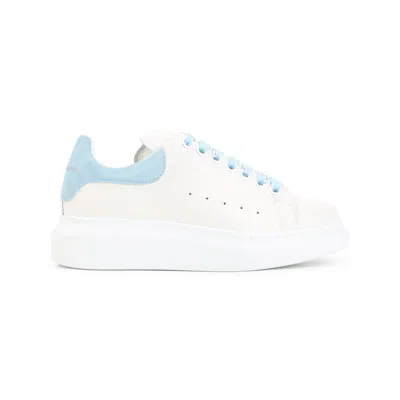 Alexander Mcqueen Oversize Sneakers In White And Light Blue Calf Leather In Multi