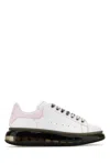 Alexander Mcqueen White Leather Sneakers With Pink Leather Heel In White