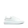 Alexander Mcqueen White Leather Sneakers With White Leather Heel In Multi