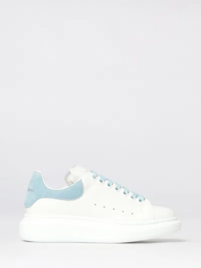 Alexander Mcqueen Oversize Sneakers In White And Light Blue Calf Leather In Multi