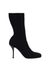 Alexander Mcqueen Black Stretch Nylon Ankle Boots In Black