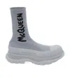 Alexander Mcqueen Sock-fit Logo-print Sneakers In Gray