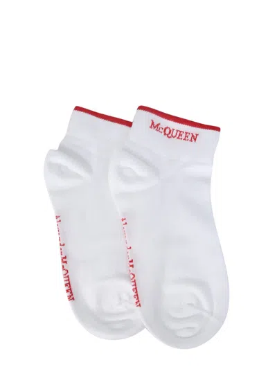 Alexander Mcqueen Sock With Logo In White