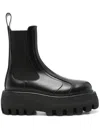 Alexander Mcqueen Black Glossy Leather Ankle Boots With Tank Sole In Black