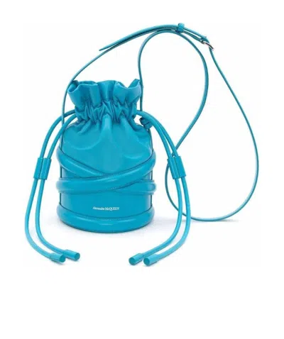 ALEXANDER MCQUEEN ALEXANDER MCQUEEN LOGO DETAILED DRAWSTRING BUCKET BAG