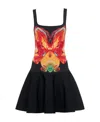 Alexander Mcqueen Black Multicolour Viscose Blend Dress In Black