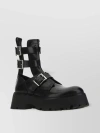 Alexander Mcqueen Rave Calfskin Buckle Loafer Boots In Black
