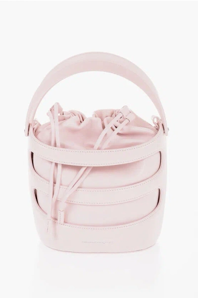 Alexander Mcqueen Solid Color Leather Bucket Bag In Pink