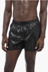 Alexander Mcqueen Solid Color Swim Shorts With Graffiti Print