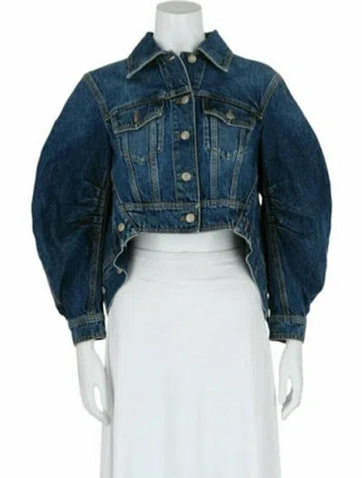 Pre-owned Alexander Mcqueen Solid Denim Jacket W/ Tags In Blue