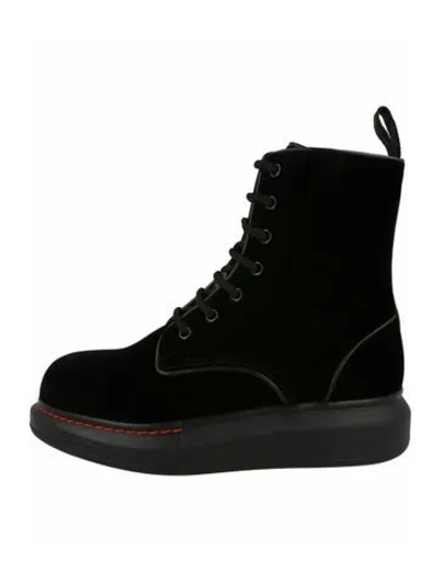 Pre-owned Alexander Mcqueen Solid Lace-up Boots W/ Tags In Black