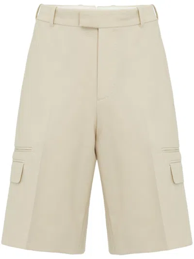 Alexander Mcqueen Mid Cotton Shorts In Stone