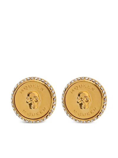 Alexander Mcqueen Sovereign Skull Earrings Accessories In Yellow