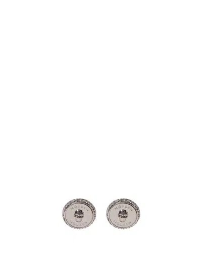 Alexander Mcqueen Sovereign Skull Embellished Earrings In Silver