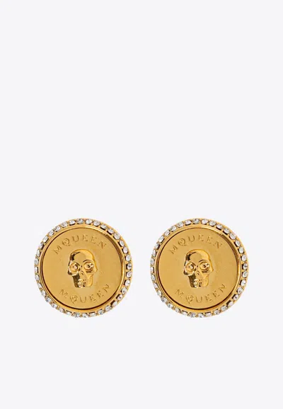 ALEXANDER MCQUEEN SOVEREIGN SKULL LOGO EARRINGS