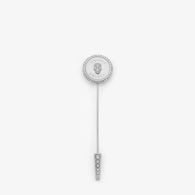 Alexander Mcqueen Sovereign Skull Pin Brooch In Palladium