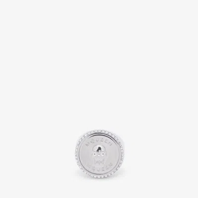 Alexander Mcqueen Sovereign Skull Ring In Palladium