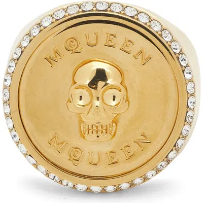 Alexander Mcqueen Sovereign Skull Signet Ring In Gold