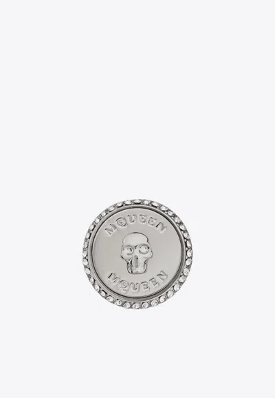 Alexander Mcqueen Sovereign Skull Single Earring In Silver