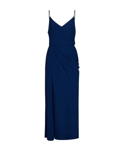 Alexander Mcqueen Spaghetti-strap Draped Dress In Blue