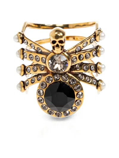 Alexander Mcqueen Crystal-embellished Spider Ring In Blue