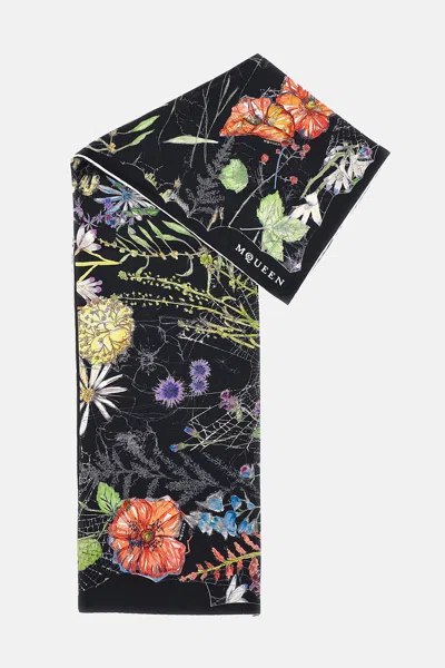 Alexander Mcqueen Spider Floral Silk Scarf In Pattern