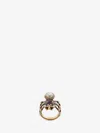 Alexander Mcqueen Embellished Spider Ring In Antique Gold