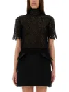 Alexander Mcqueen Black Knitted Cobweb Lace Top In Black