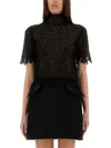 Alexander Mcqueen Black Knitted Cobweb Lace Top In Black