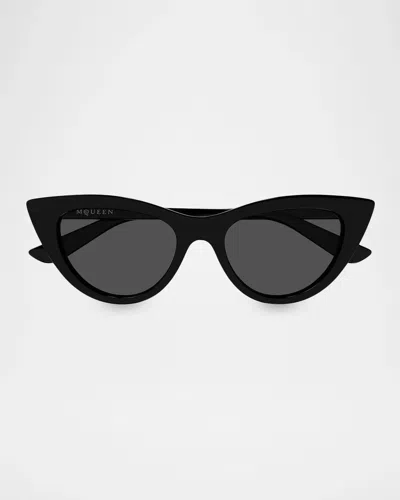 Alexander Mcqueen Spike 53mm Cat-eye Sunglasses In Black
