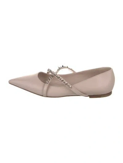 Pre-owned Alexander Mcqueen Spike Accents Leather Mary Jane Flats In Pink