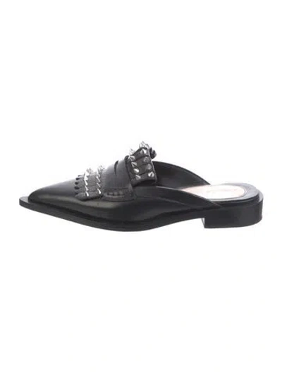 Pre-owned Alexander Mcqueen Spike Accents Leather Mules In Black