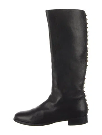 Pre-owned Alexander Mcqueen Spike Accents Leather Riding Boots In Black
